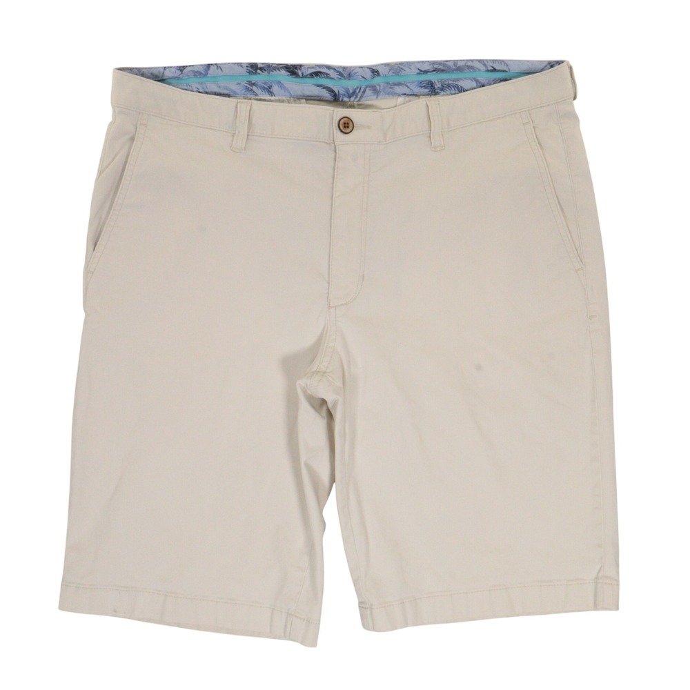 Tommy Bahama Chino Shorts Men 38 Boracay Flat Front Stretch Beige Cotton T821251